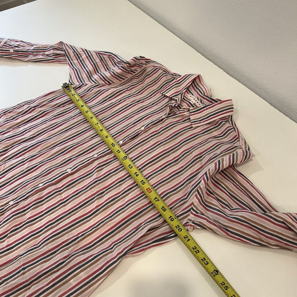 Xirena Women’s button up shirt size M striped long sleeve multi Preppy Summer - Picture 5 of 6